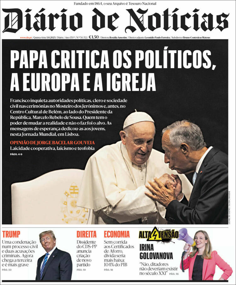 Portada de Diário de Noticias (Portugal)