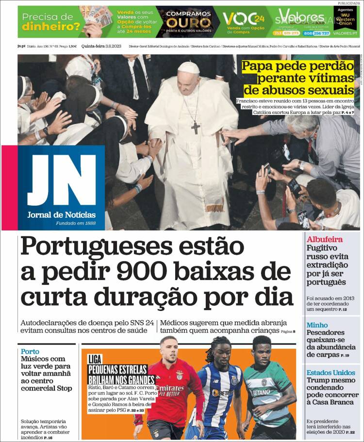 Portada de Jornal de Notícias (Portugal)