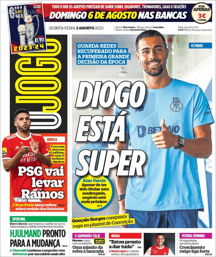 Portada de O Jogo (Portugal)
