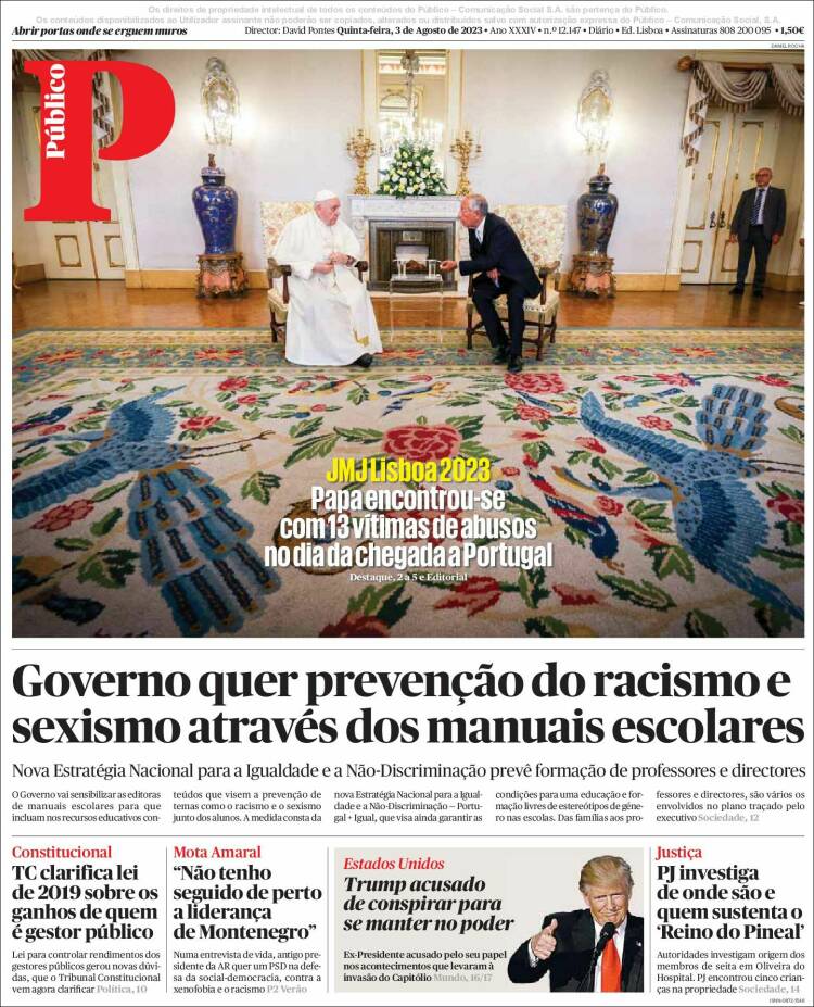 Portada de Público (Portugal)