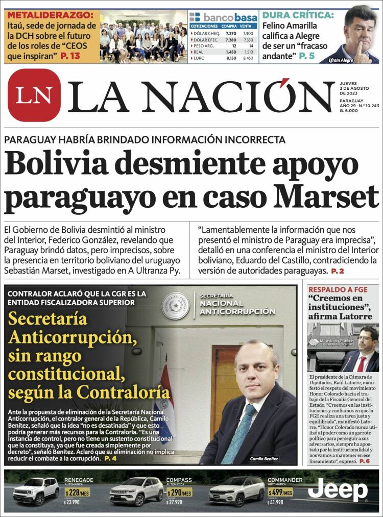 Portada de La Nación (Paraguay)