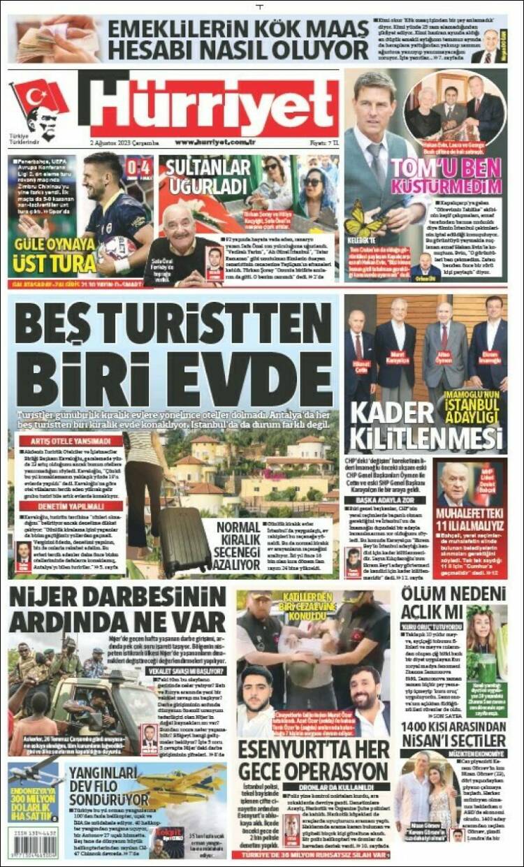 Portada de Hürriyet (Turqu&iacute;a)