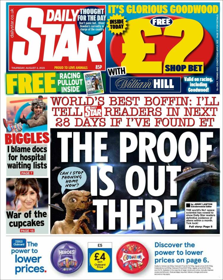 Portada de Daily Star (Reino Unido)