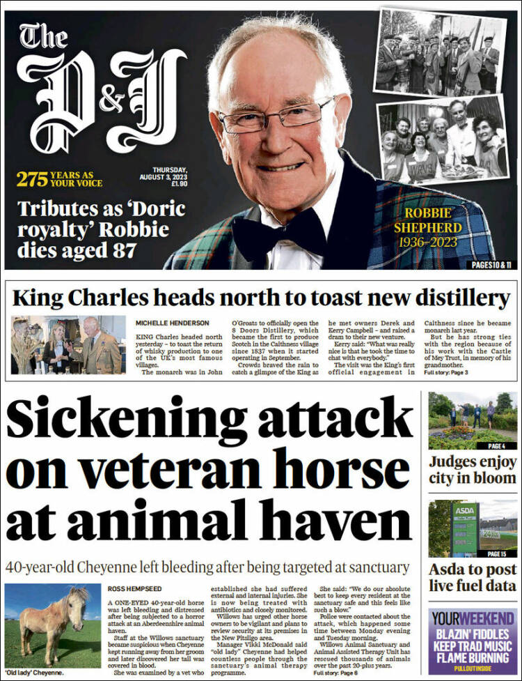 Portada de The Press and Journal (Reino Unido)