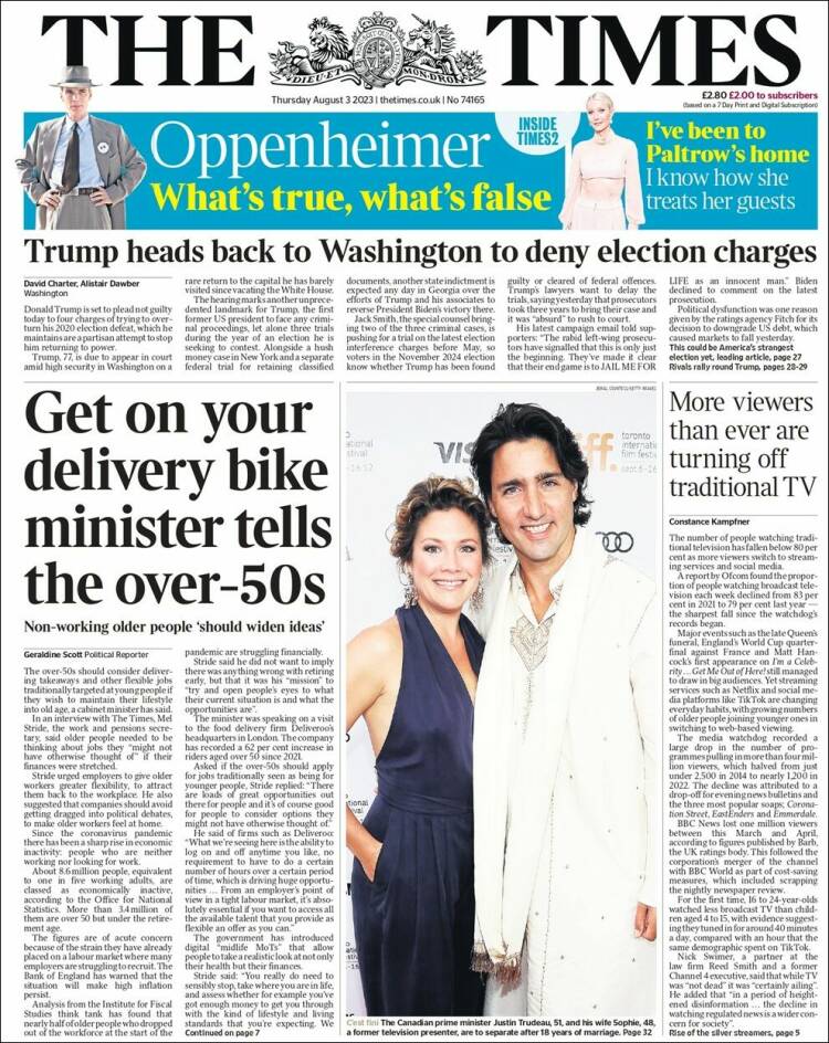 Portada de The Times (Reino Unido)