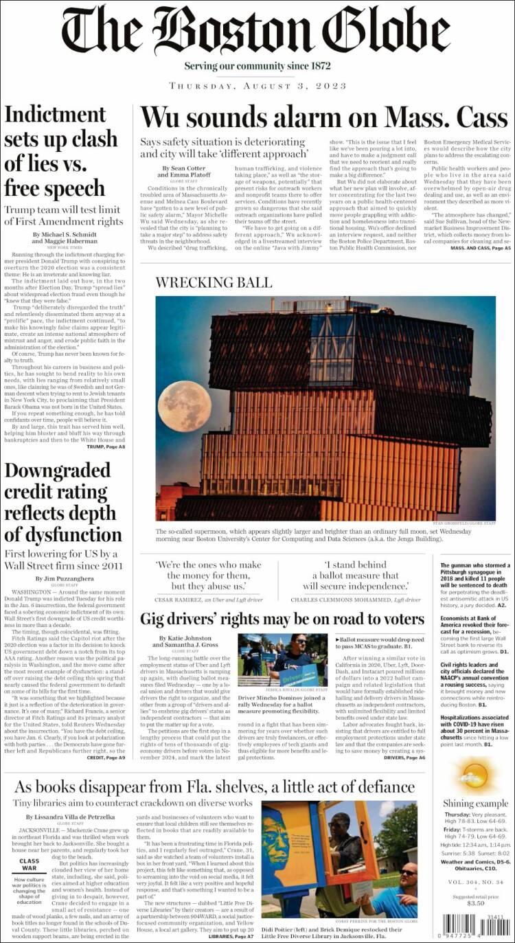 Portada de Boston Globe (USA)