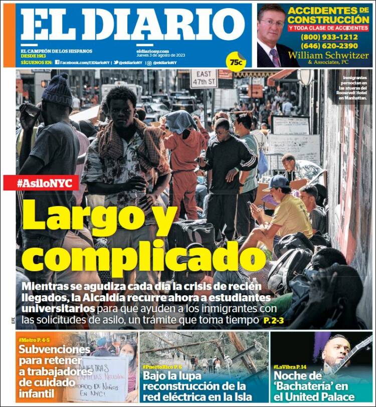 Portada de El Diario NY (USA)