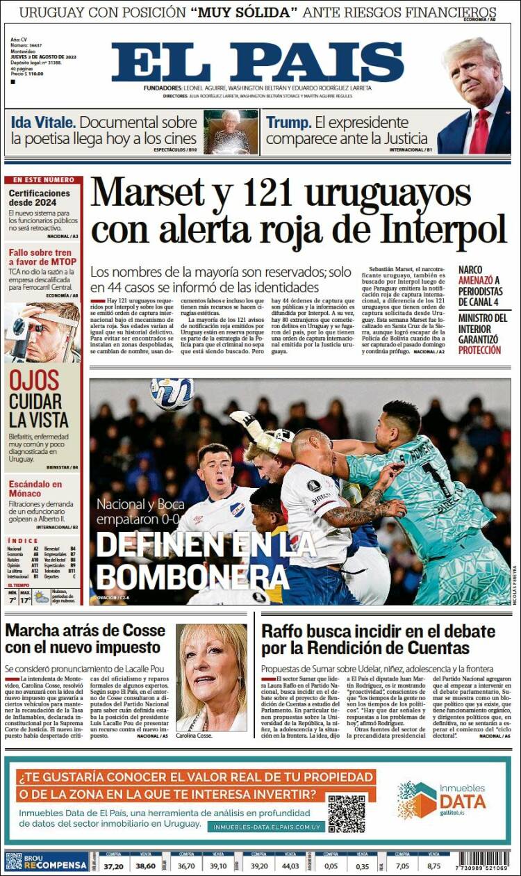 Portada de El País (Uruguay)