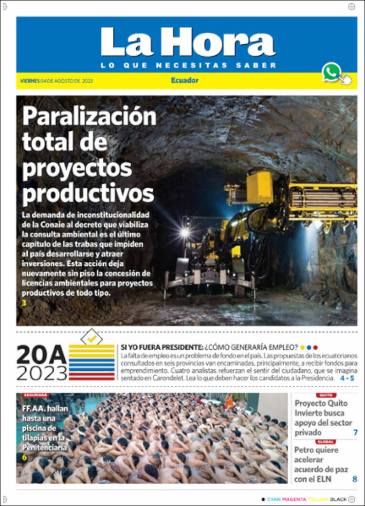 Portada de La Hora - Ecuador (Ecuador)