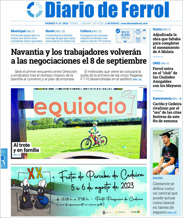 Portada de Diario de Ferrol (España)