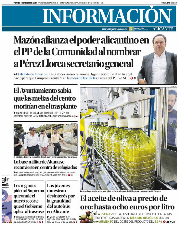 Portada de Diario Información (España)