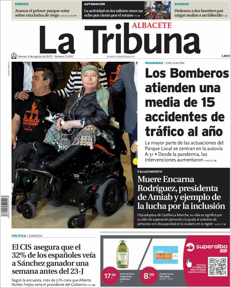 Portada de La Tribuna de Albacete (España)