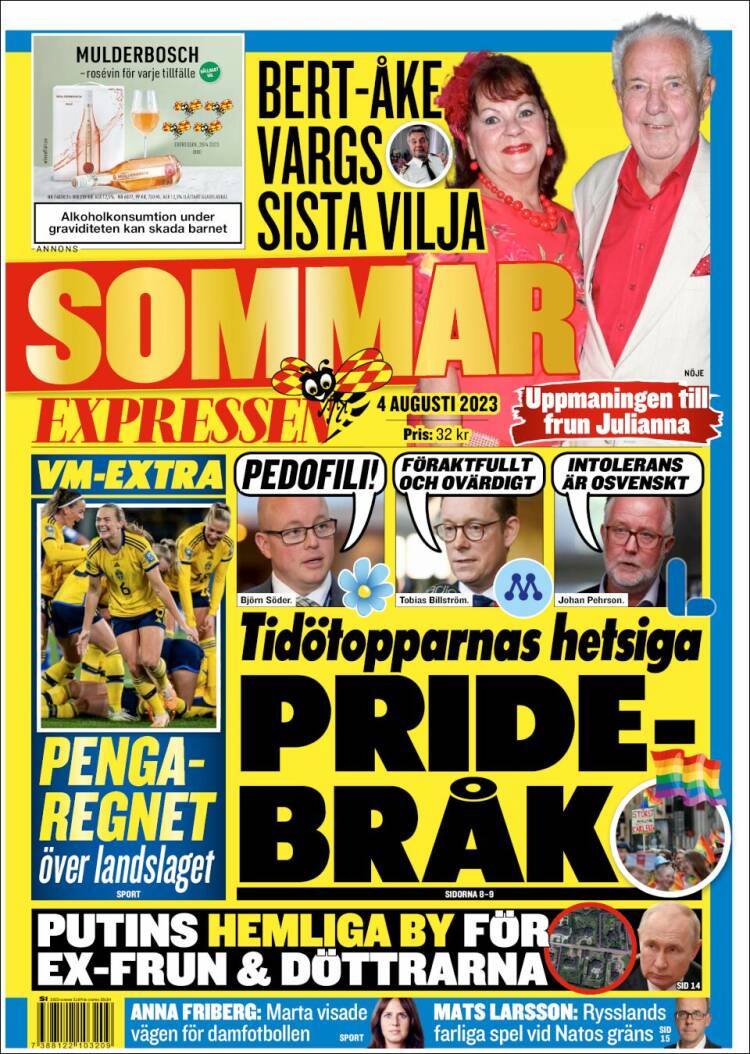 Portada de Expressen (Suecia)