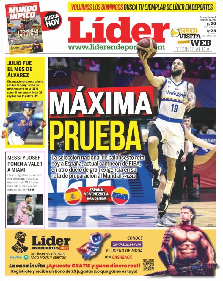 Portada de Lider en deportes (Venezuela)