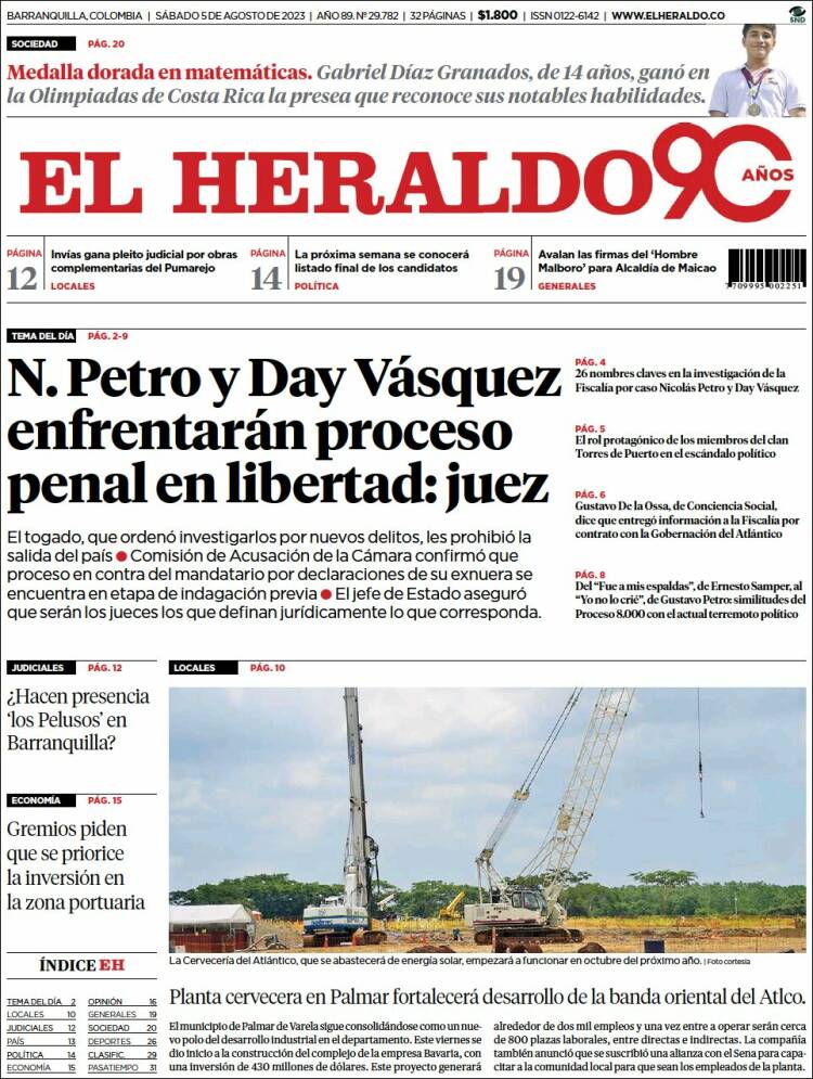Portada de El Heraldo (Colombia)