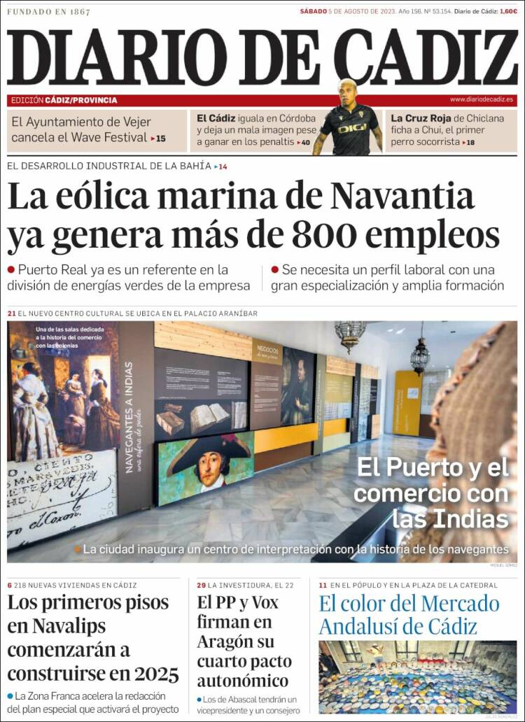 Portada de Diario de Cádiz (España)