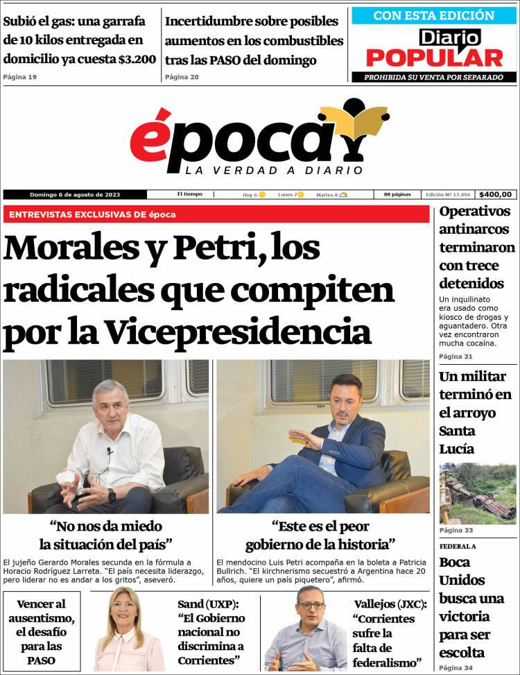 Portada de Diario Época (Argentina)