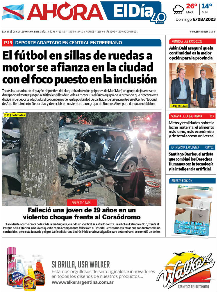 Portada de El Día de Gualeguaychú (Argentina)