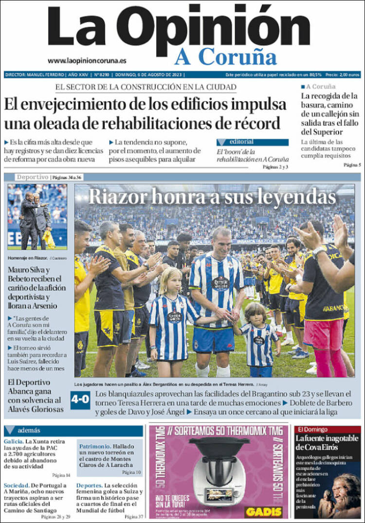 Portada de La Opinión de A Coruña (España)