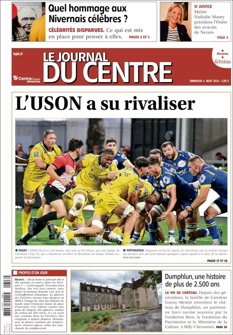 Portada de Le Journal du Centre (Francia)