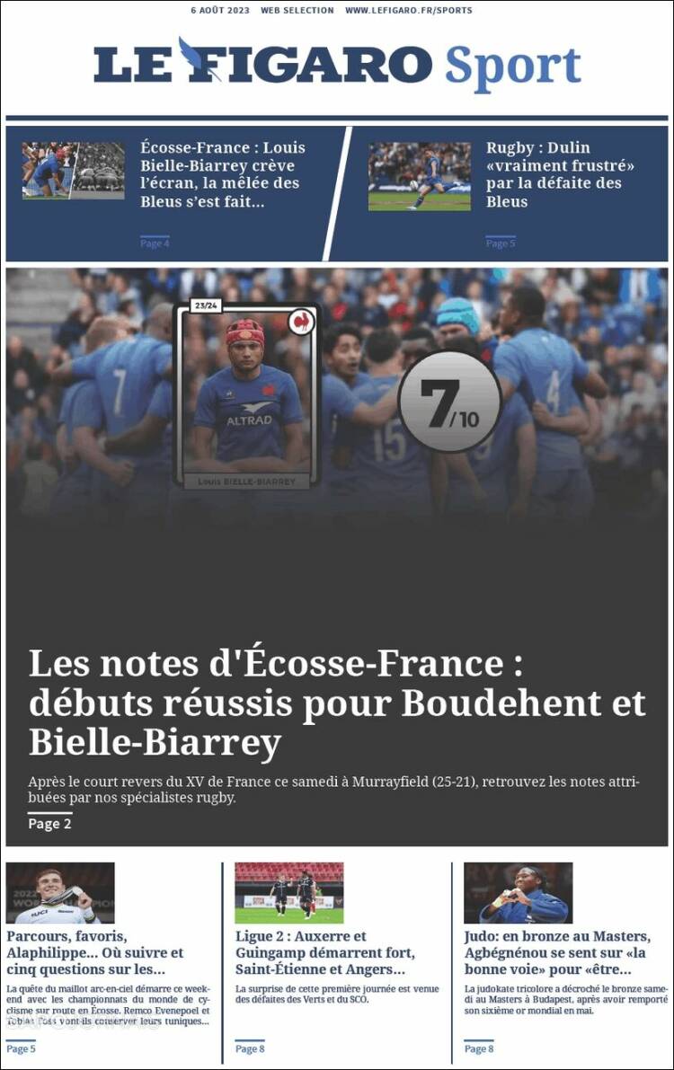 Portada de Le Figaro Sport (Francia)