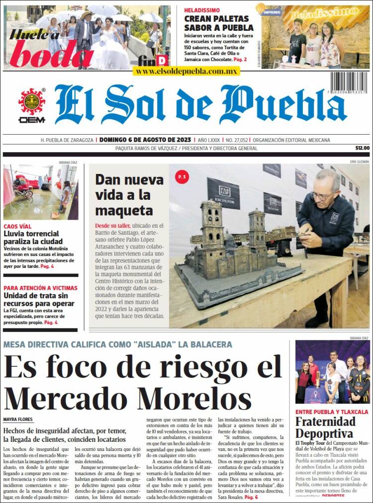 Portada de El Sol de Puebla (México)