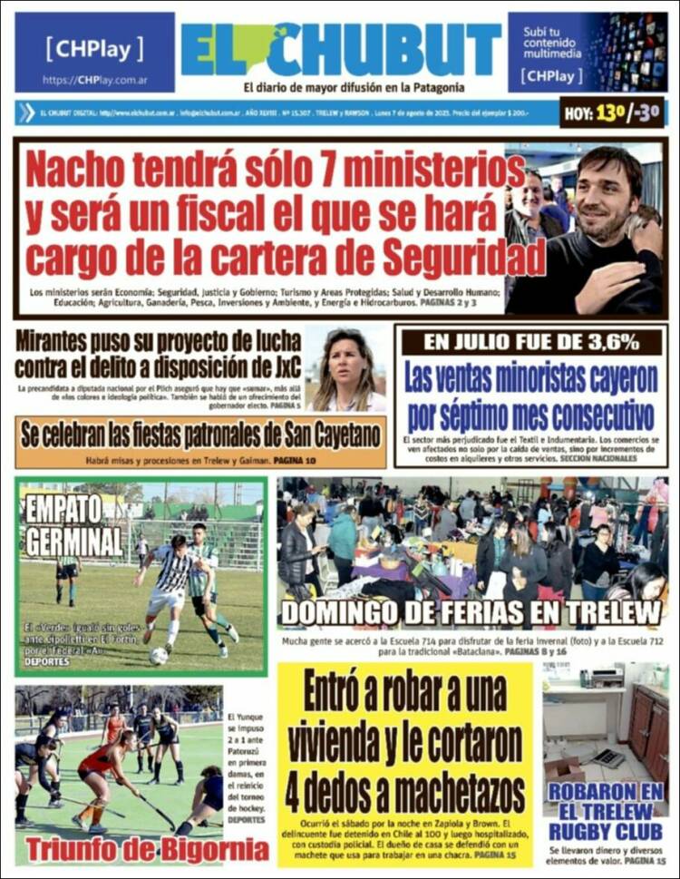 Portada de El Chubut (Argentina)