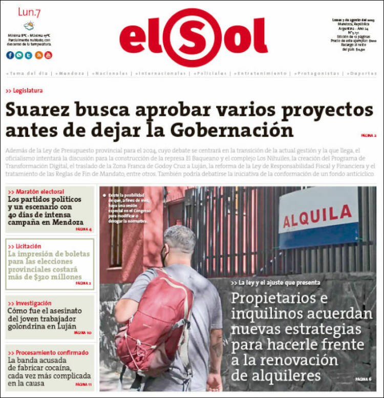 Portada de El Sol Diario (Argentina)