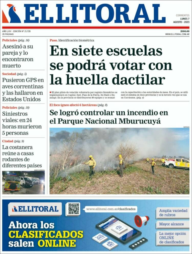 Portada de El Litoral Corrientes (Argentina)