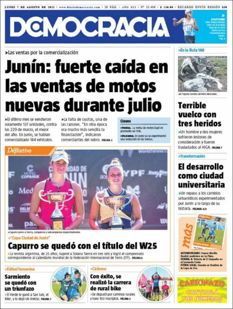 Portada de Diario Democracia (Argentina)