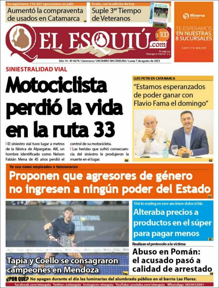 Portada de El Esquiu (Argentina)