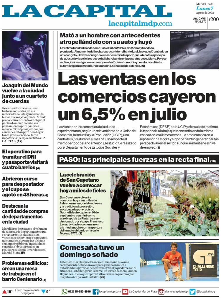 Portada de Diario La Capital - Mar del Plata (Argentina)