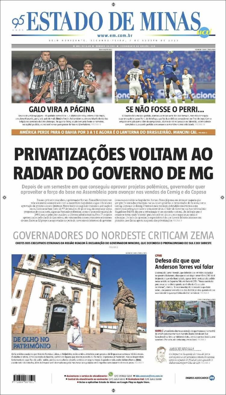 Portada de Jornal Estado de Minas (Brasil)