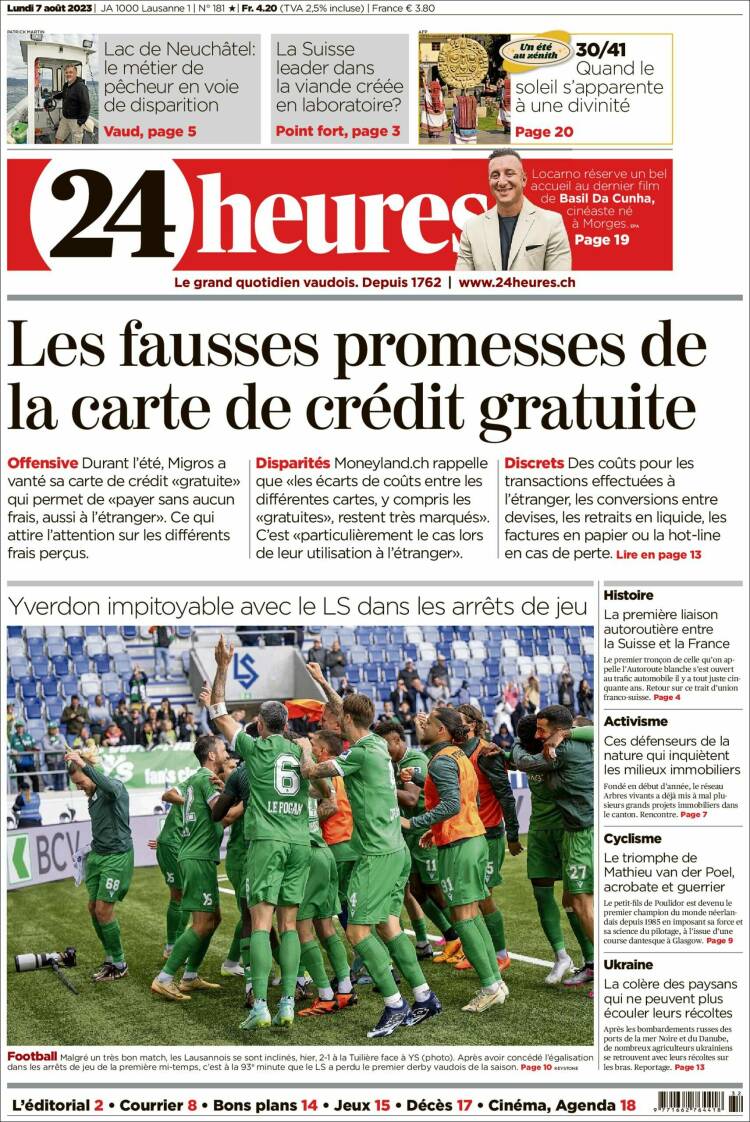 Portada de 24 Heures (Suiza)