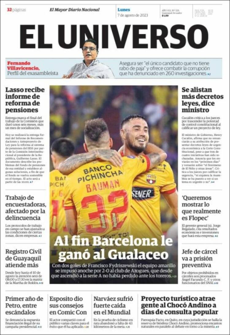 Portada de El Universo - Ecuador (Ecuador)