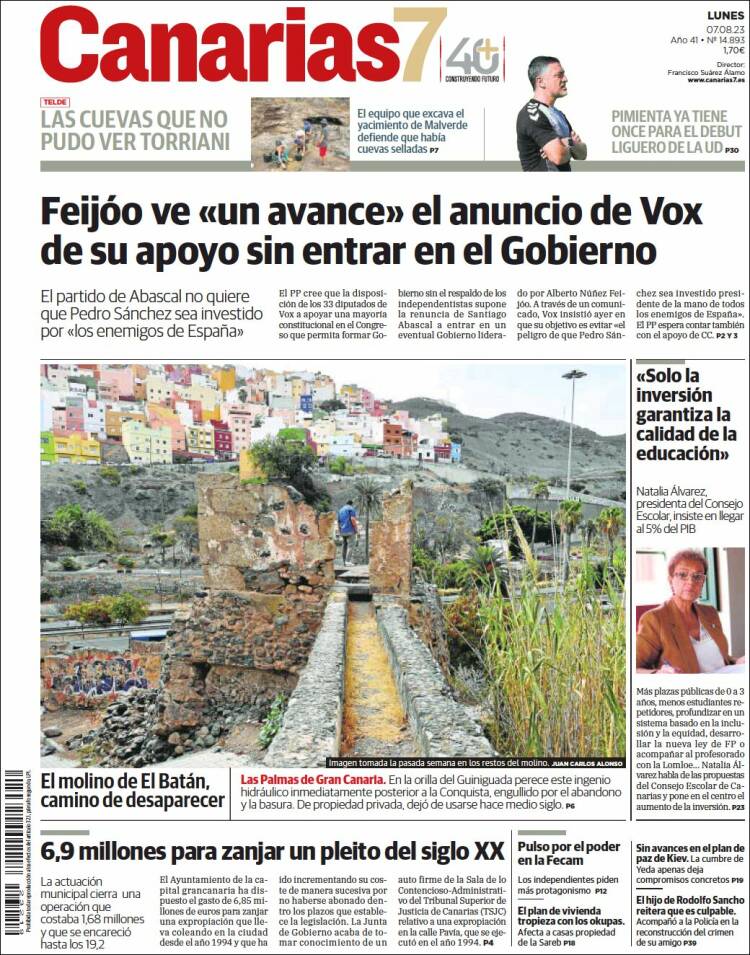 Portada de Canarias 7 (España)