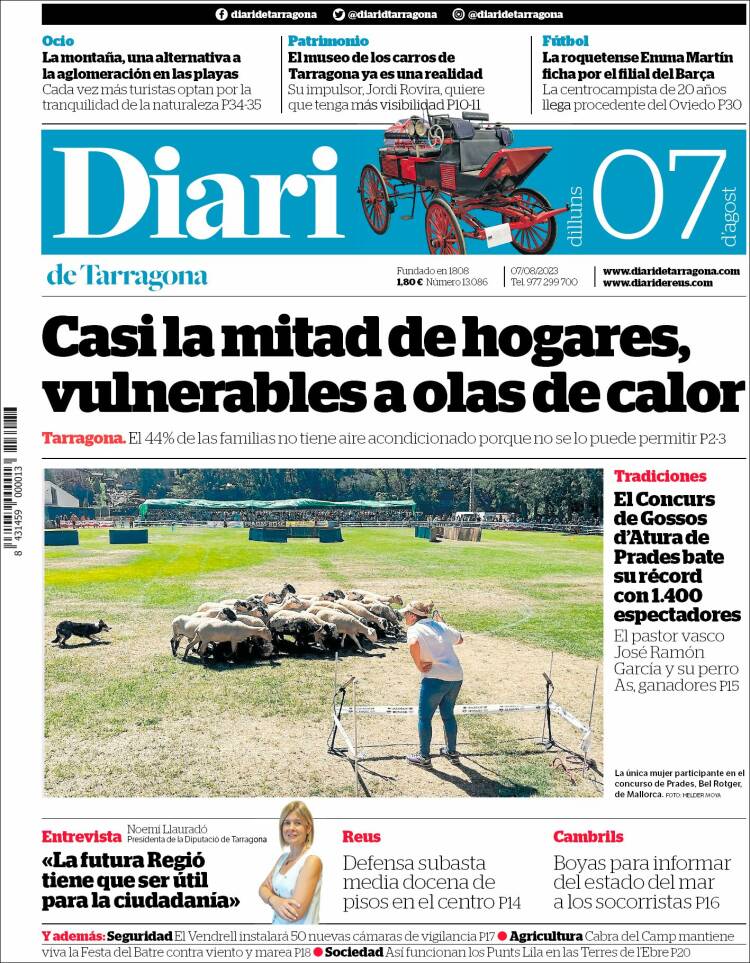Portada de Diari de Tarragona (España)
