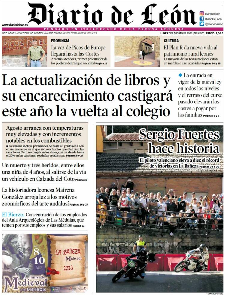 Portada de Diario de León (España)