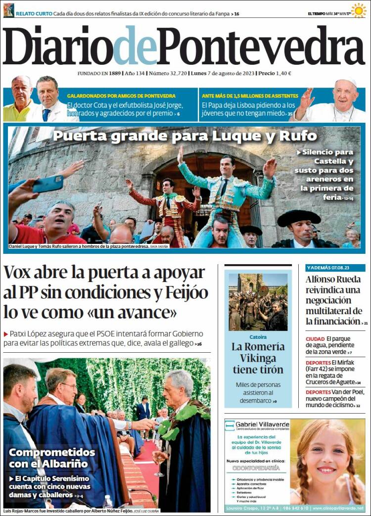 Portada de Diario de Pontevedra (España)