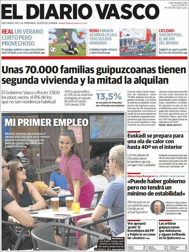 Portada de Diario Vasco (España)