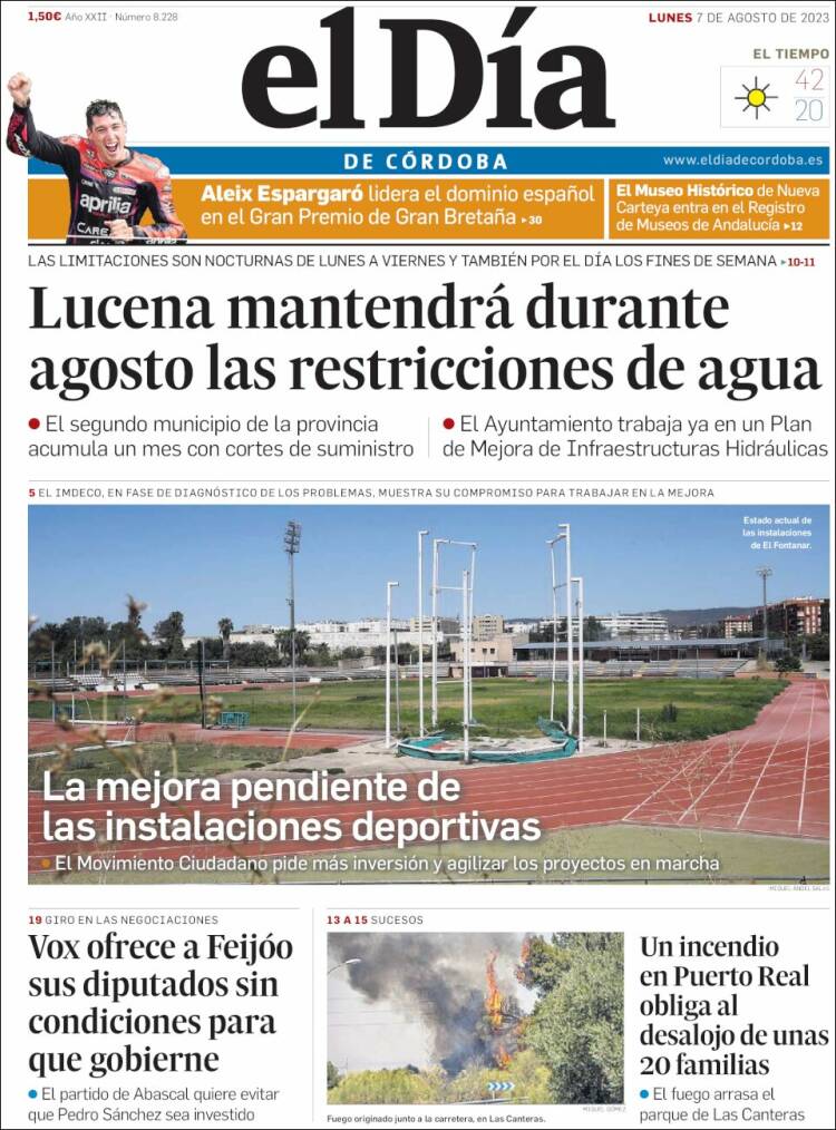 Portada de El Día de Córdoba (España)