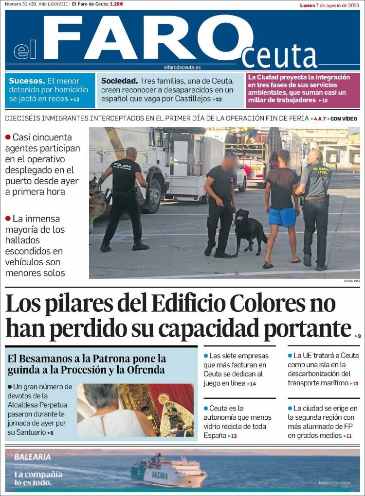 Portada de El Faro de Ceuta (España)