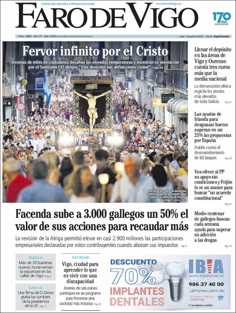 Portada de Faro de Vigo (España)
