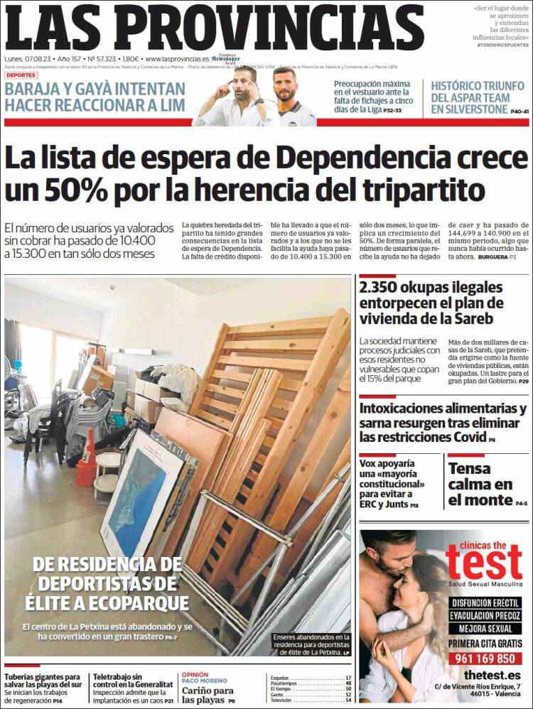 Portada de Las Provincias (España)