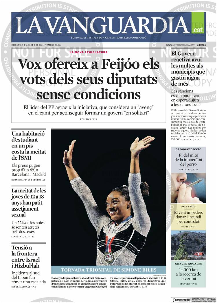 Portada de La Vanguardia (España)