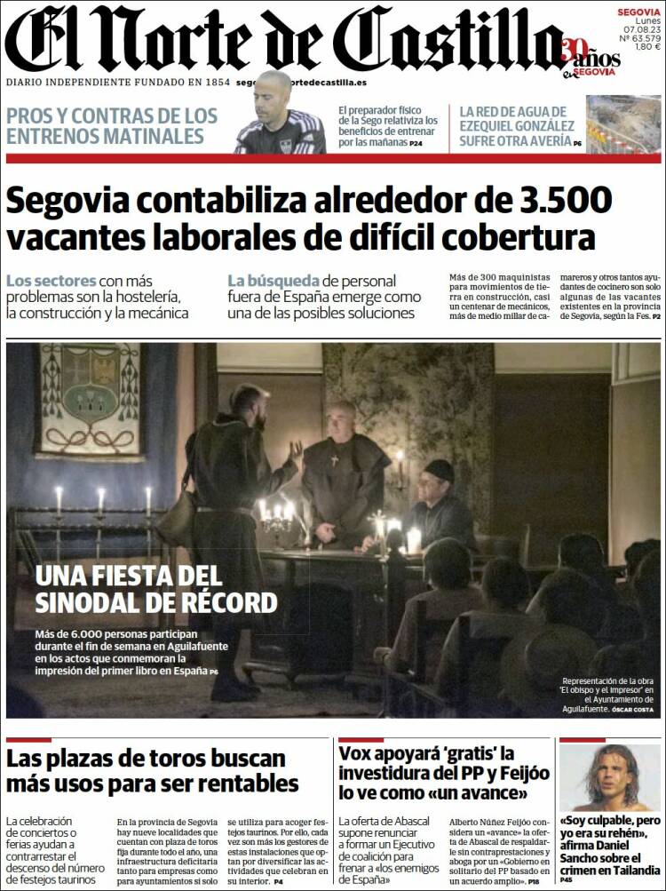 Portada de Norte de Castilla - Segovia (España)