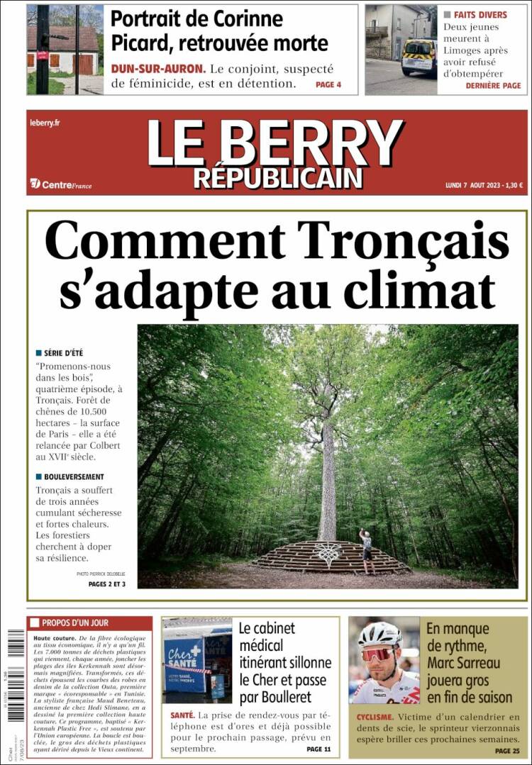 Portada de Berry Republicain (Francia)