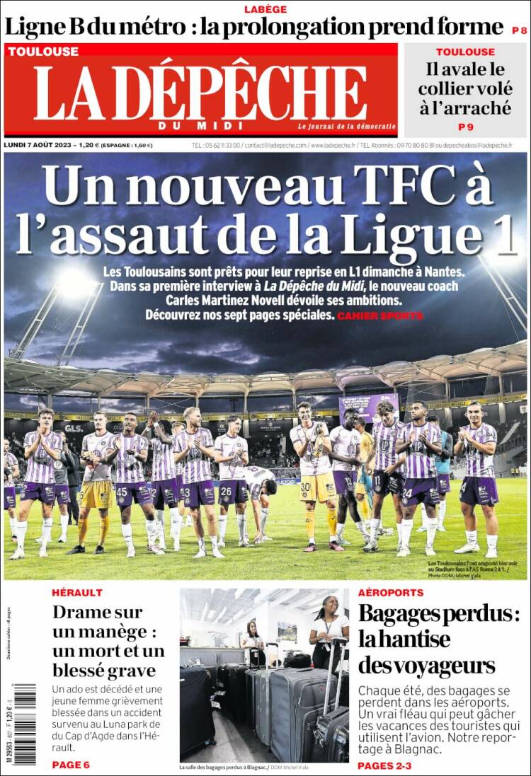 Portada de La Dépêche du Midi (Francia)