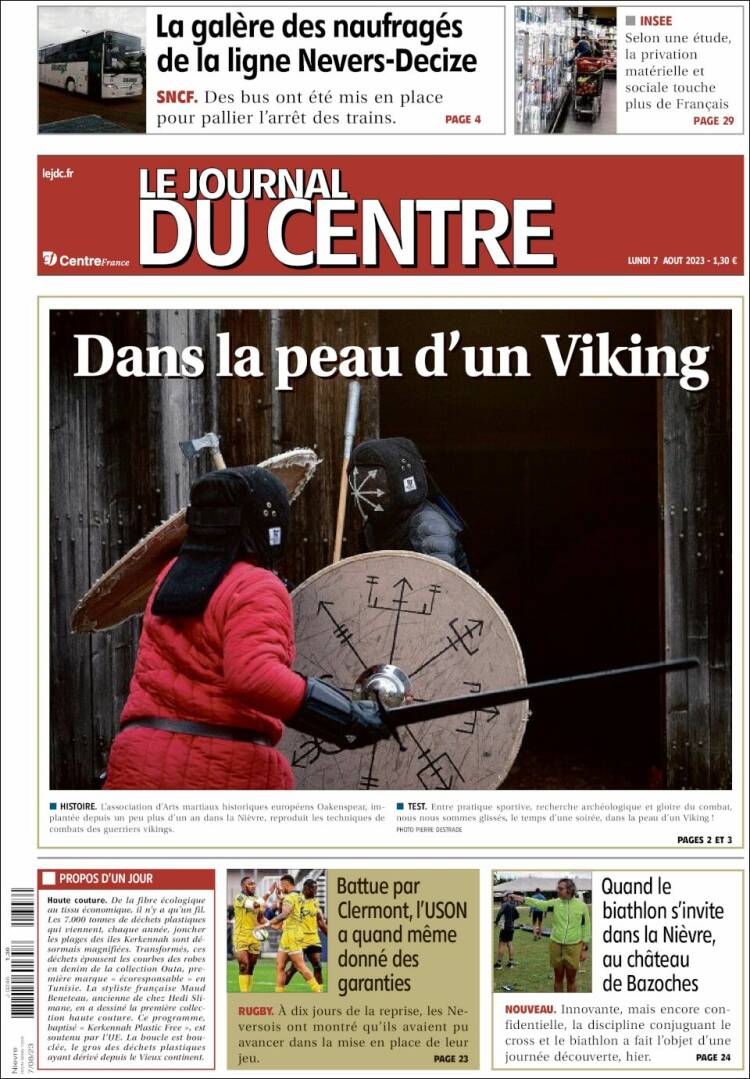 Portada de Le Journal du Centre (Francia)