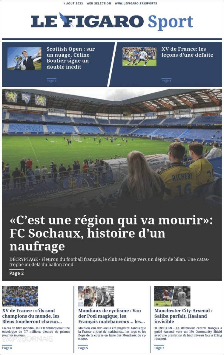 Portada de Le Figaro Sport (Francia)